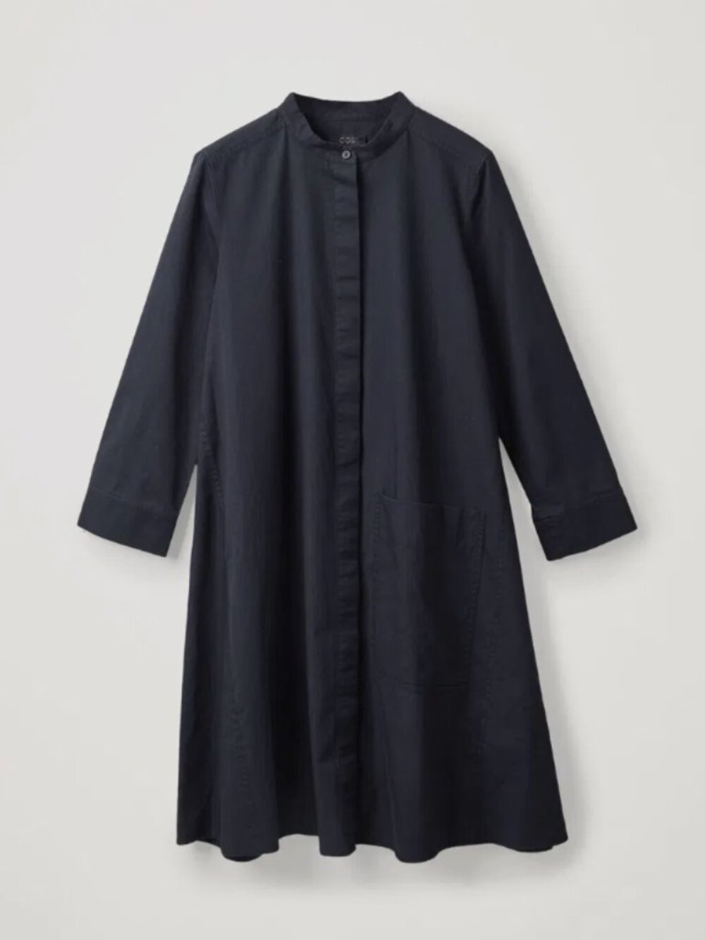 COS A-Line Shirt Dress NWT Navy Cotton Minimalist Size 12